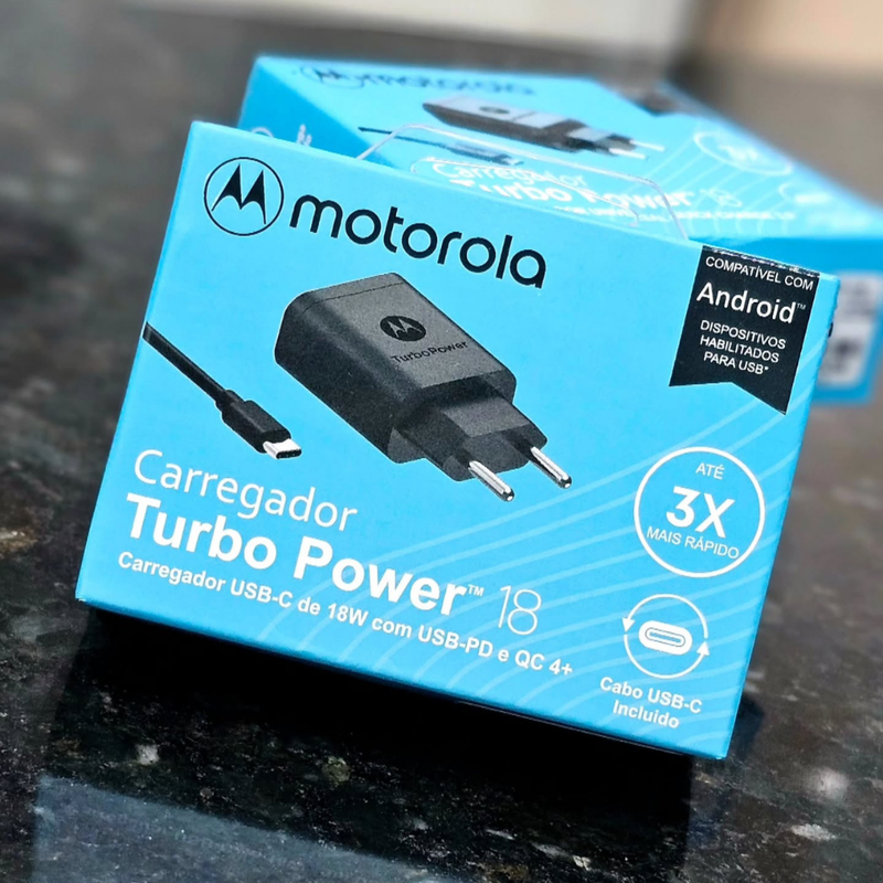 Kit Carregador Motorola 18W  Turbo Power (Original Global®)