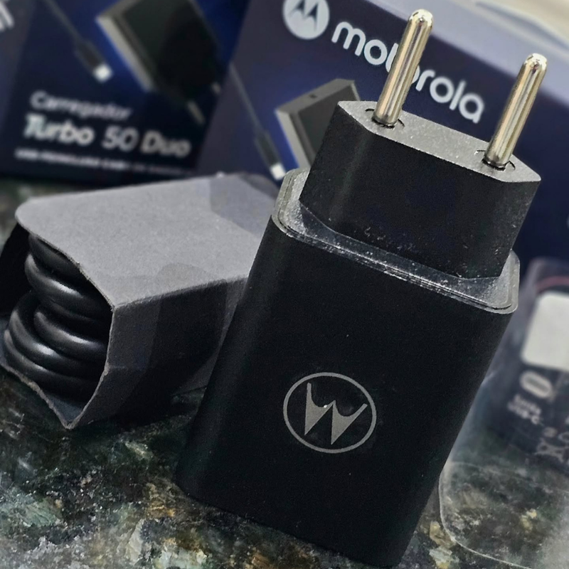 Kit Carregador Motorola 50W  Turbo Power™Duo (Original®)