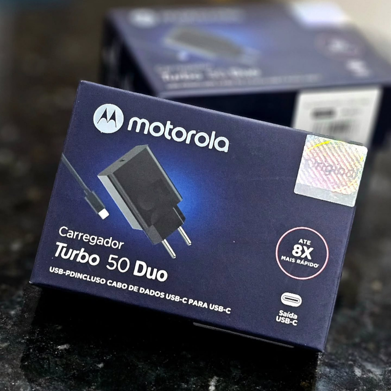 Kit Carregador Motorola 50W  Turbo Power™Duo (Original®)