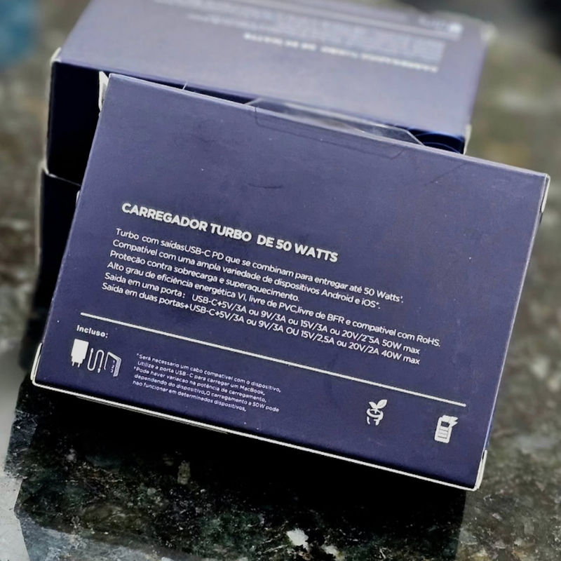 Kit Carregador Motorola 50W  Turbo Power™Duo (Original®)