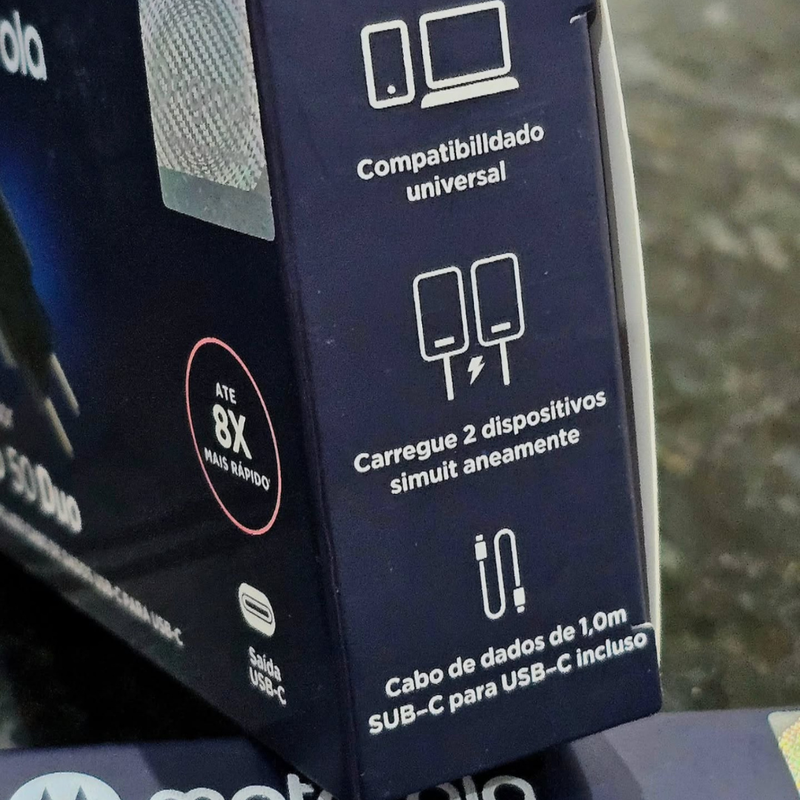 Kit Carregador Motorola 50W  Turbo Power™Duo (Original®)
